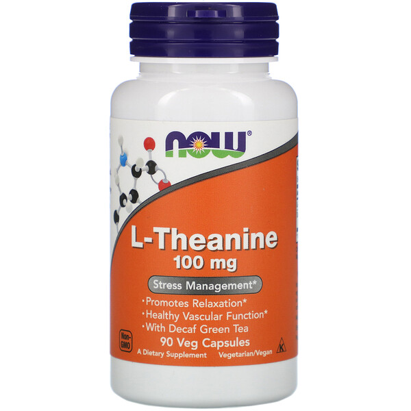 Now Foods, L-テアニン、100mg、植物性カプセル 90粒