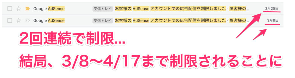 2回連続で制限